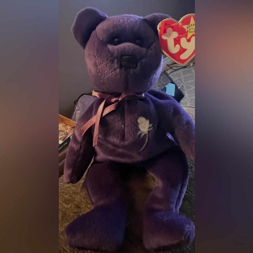 Princess Ty Plush Purple Bear with Ribbon